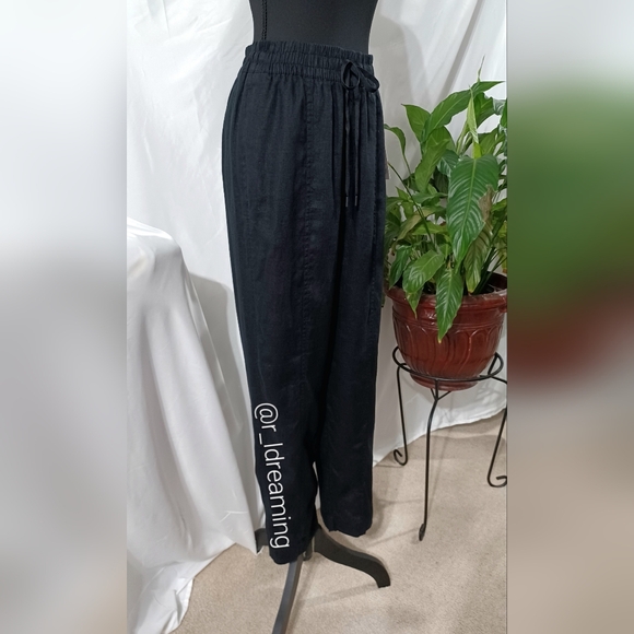 NWT Athleta Retreat Linen High Rise Ankle Pant Size S/T In Black - Picture 3 of 8